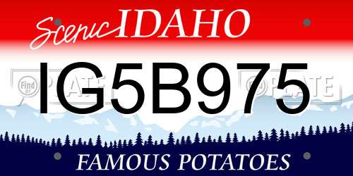 IG5B975 Idaho License Plate