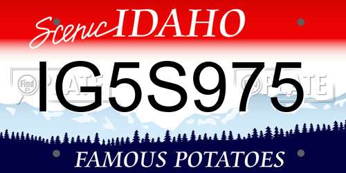 IG5S975 Idaho License Plate