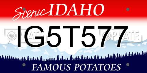 IG5T577 Idaho License Plate