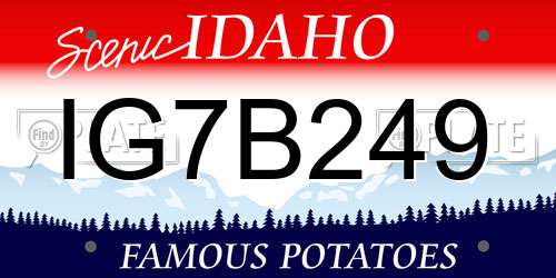IG7B249 Idaho License Plate