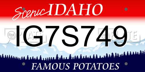 IG7S749 Idaho License Plate