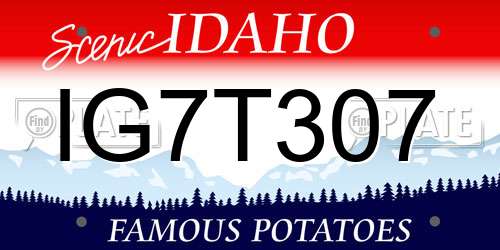 IG7T307 Idaho License Plate