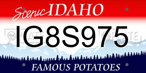 IG8S975 Idaho License Plate