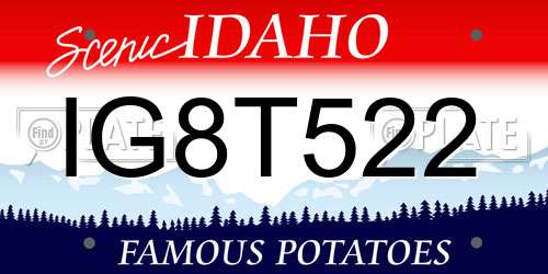 IG8T522 Idaho License Plate