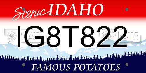 IG8T822 Idaho License Plate