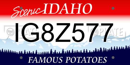 IG8Z577 Idaho License Plate