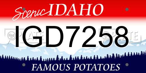 IGD7258 Idaho License Plate