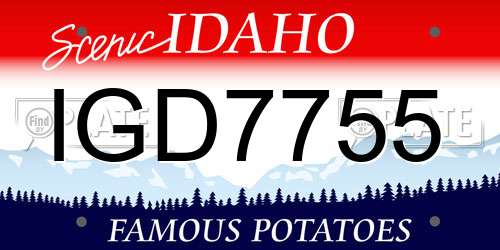 IGD7755 Idaho License Plate