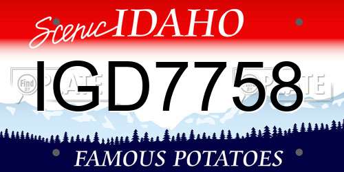 IGD7758 Idaho License Plate