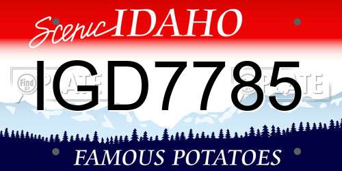 IGD7785 Idaho License Plate