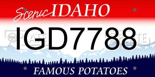 IGD7788 Idaho License Plate