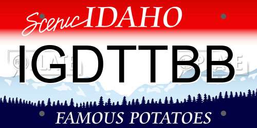IGDTTBB Idaho License Plate