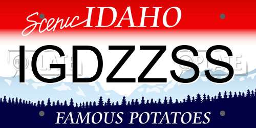 IGDZZSS Idaho License Plate
