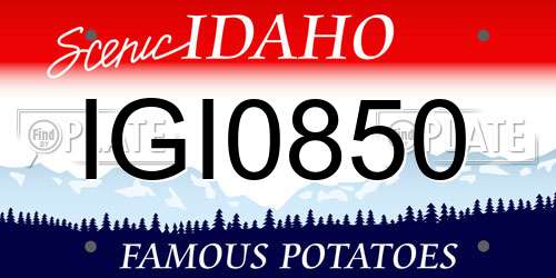 IGI0850 Idaho License Plate