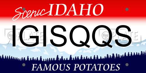IGISQQS Idaho License Plate