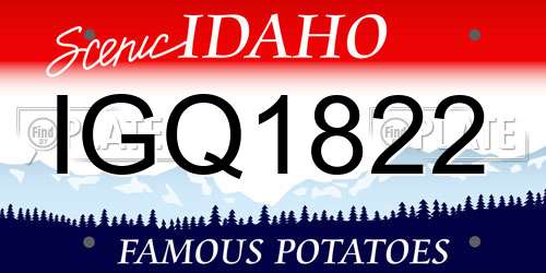 IGQ1822 Idaho License Plate