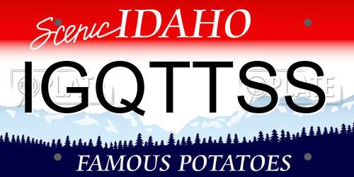 IGQTTSS Idaho License Plate