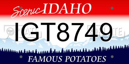 IGT8749 Idaho License Plate