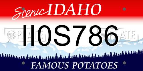 II0S786 Idaho License Plate