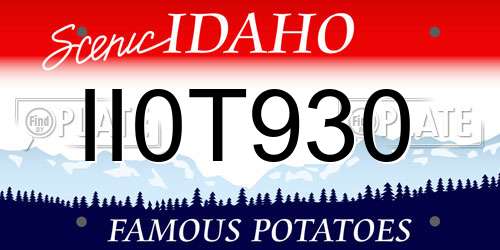 II0T930 Idaho License Plate