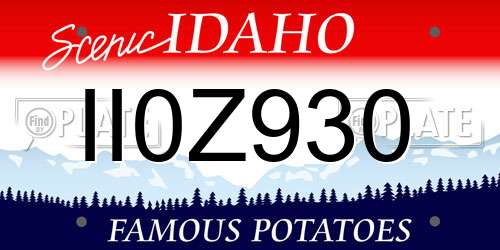 II0Z930 Idaho License Plate