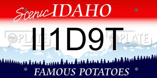 II1D9T Idaho License Plate