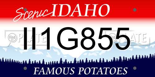 II1G855 Idaho License Plate