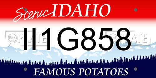 II1G858 Idaho License Plate