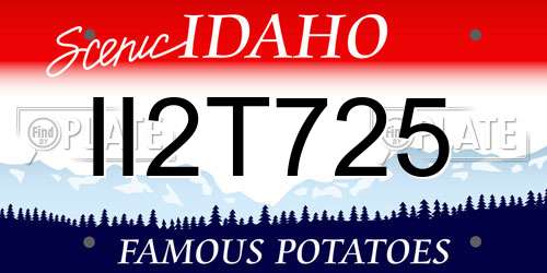 II2T725 Idaho License Plate