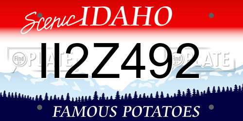 II2Z492 Idaho License Plate