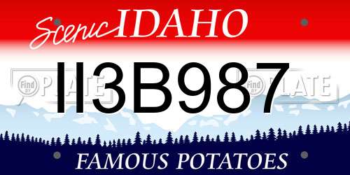 II3B987 Idaho License Plate
