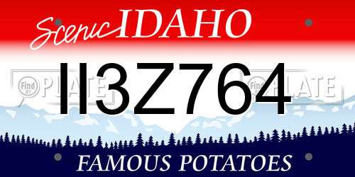 II3Z764 Idaho License Plate