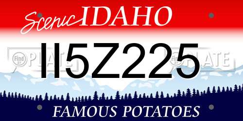 II5Z225 Idaho License Plate