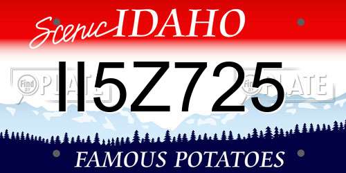 II5Z725 Idaho License Plate