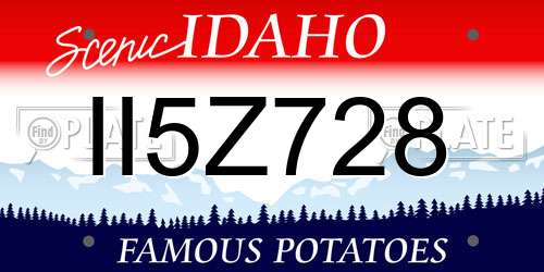 II5Z728 Idaho License Plate