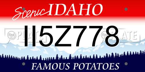 II5Z778 Idaho License Plate