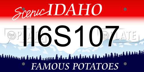 II6S107 Idaho License Plate
