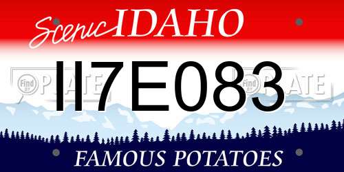 II7E083 Idaho License Plate