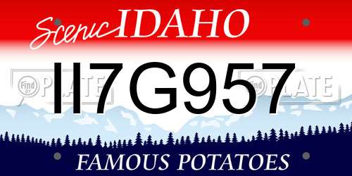 II7G957 Idaho License Plate