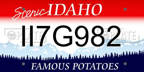 II7G982 Idaho License Plate