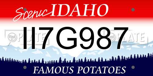 II7G987 Idaho License Plate