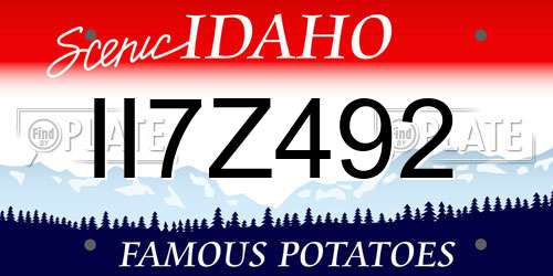 II7Z492 Idaho License Plate