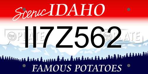 II7Z562 Idaho License Plate