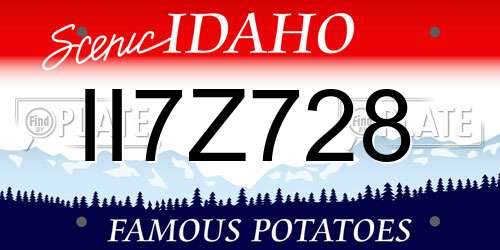 II7Z728 Idaho License Plate