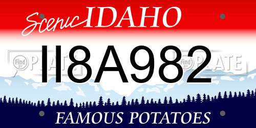 II8A982 Idaho License Plate