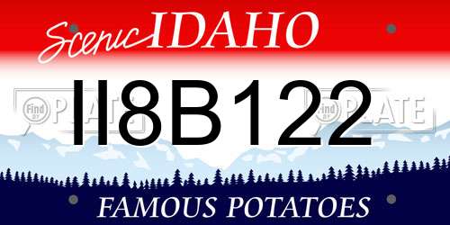 II8B122 Idaho License Plate