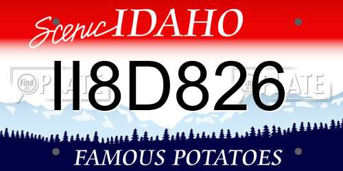 II8D826 Idaho License Plate