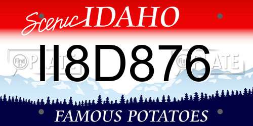 II8D876 Idaho License Plate