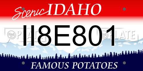 II8E801 Idaho License Plate