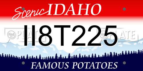 II8T225 Idaho License Plate